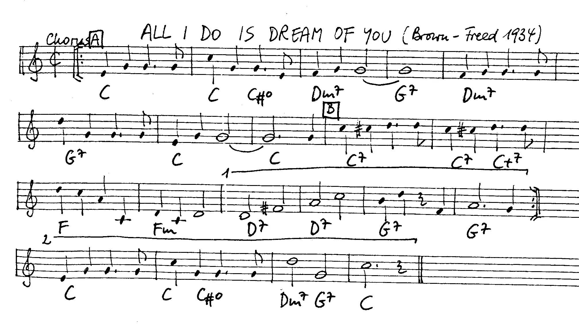 all i do is dream of you free jazz leadsheet - Courtesy of the Jungle Jazz Band